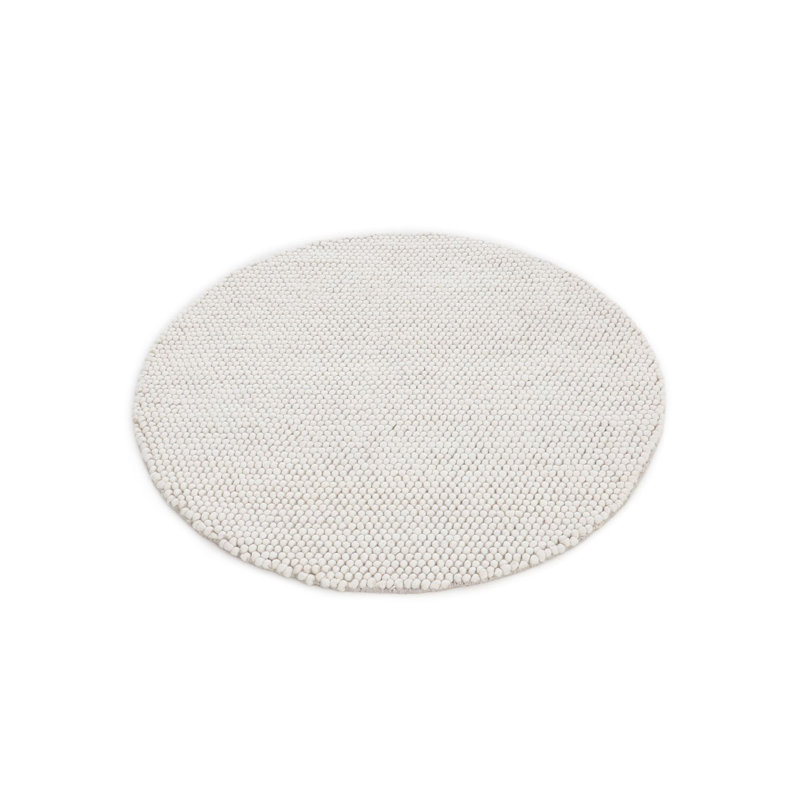 Handgefertigter Wollteppich Aus In Creme Hand Loomed Area Rug, Round 80cm