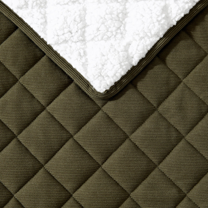 Ensemble de courtepointe réversible en velours côtelé Eddie Bauer Brantwood, Grand lit, Green