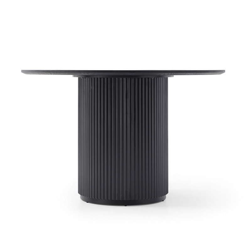 Table de salle à manger en placage noir et chêne - L 47,2 po x l 29,5 po, base fabriquée à la main pour le café, finition ronde, 47,2 po x 47,2 po x 29,5 po, utilisation