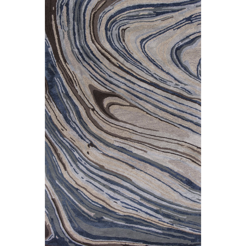 Tapis taupe/bleu touffeté à la main Tenille, 8'6" x 11'6"
