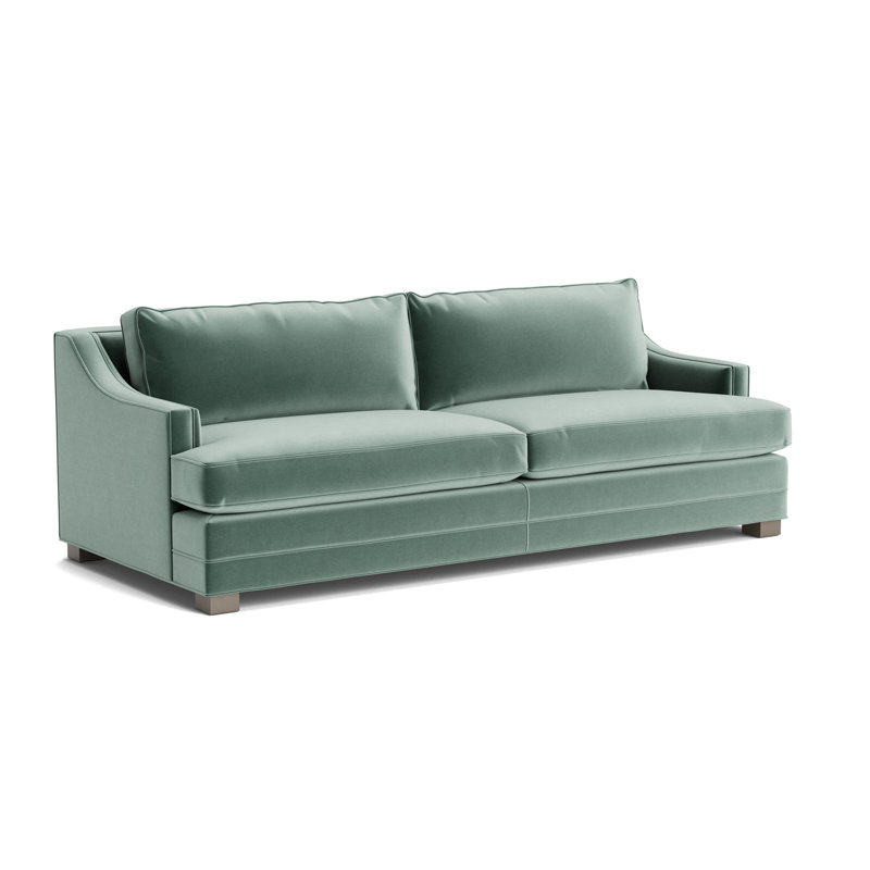 Keaton Slope No Nail 84 Sofa, Performance Velvet - Jade, Driftwood