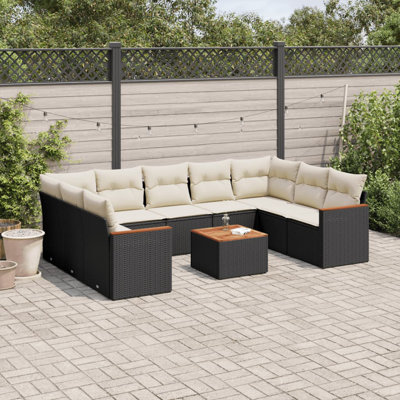 Ensemble de canapé de jardin Vidaxl noir et blanc crème