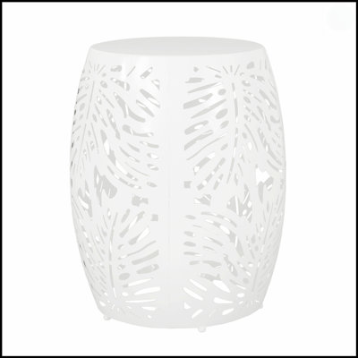 Table de bout moderne en métal avec motif de feuilles de palmier tropical, durable et élégante pour tout espace de vie