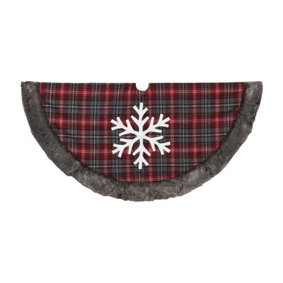 50 in. Holiday Snowflake Tree Skirt With Faux Fur Trim