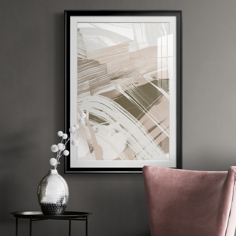 «Earthtone Swipe I», reproduction encadrée de qualité supérieure - prête à être accrochée, Cadre noir