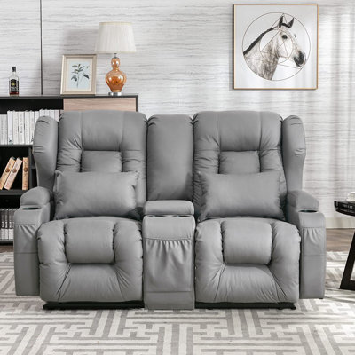Causeuse inclinable en similicuir avec console et canapé inclinable manuel