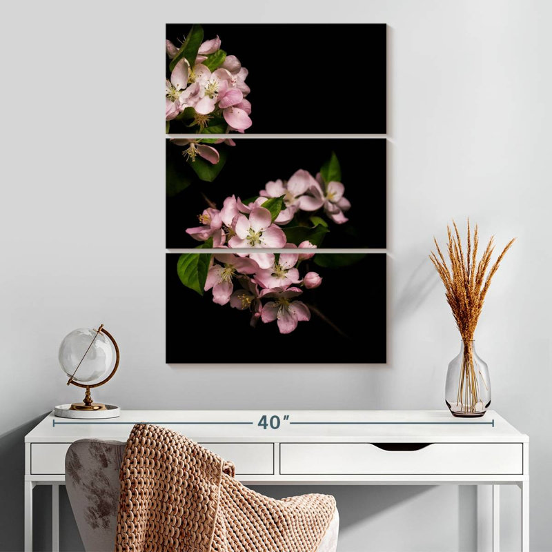Fleurs de pommier soyeuses, H 32 po x l 20 po