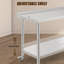 Table de travail en acier inoxydable 60 x 24 po, station de préparation robuste avec dosseret, roulettes