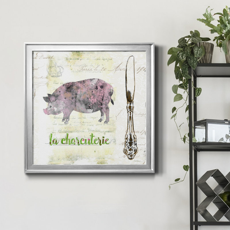 Cochon doré, impression sur toile encadrée, H 30,5 po x l 30,5 po x P 1,5 po, Encadrement argenté