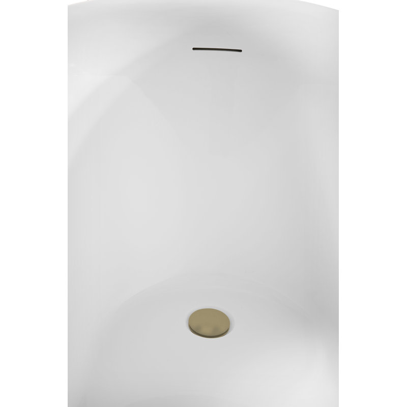 71" Streamline Freestanding Tub and Tray With Internal Drain, Brushed Brass