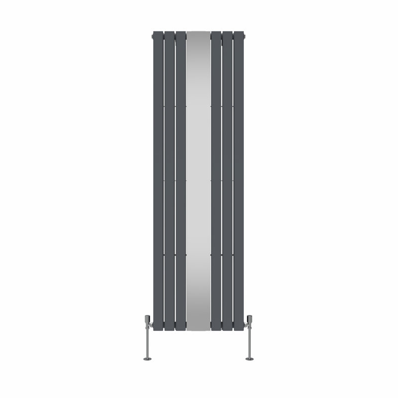 Flat Double Panel Vertical Designer Mirror Radiator, Anthracite, 1800cm H x 553cm W x 64cm D