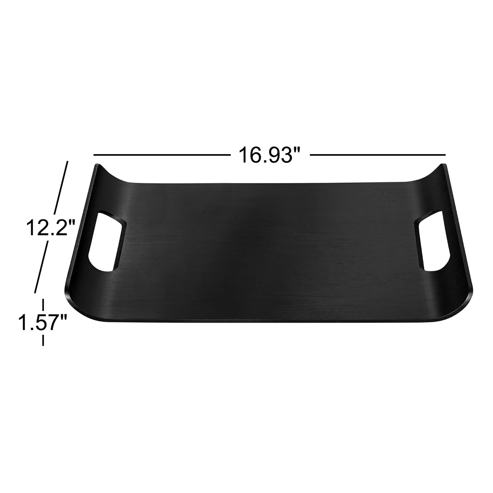 WILO Hardwood Tray with Handles, Large 1.57" H " 16.93" W x 12.2" D, Black