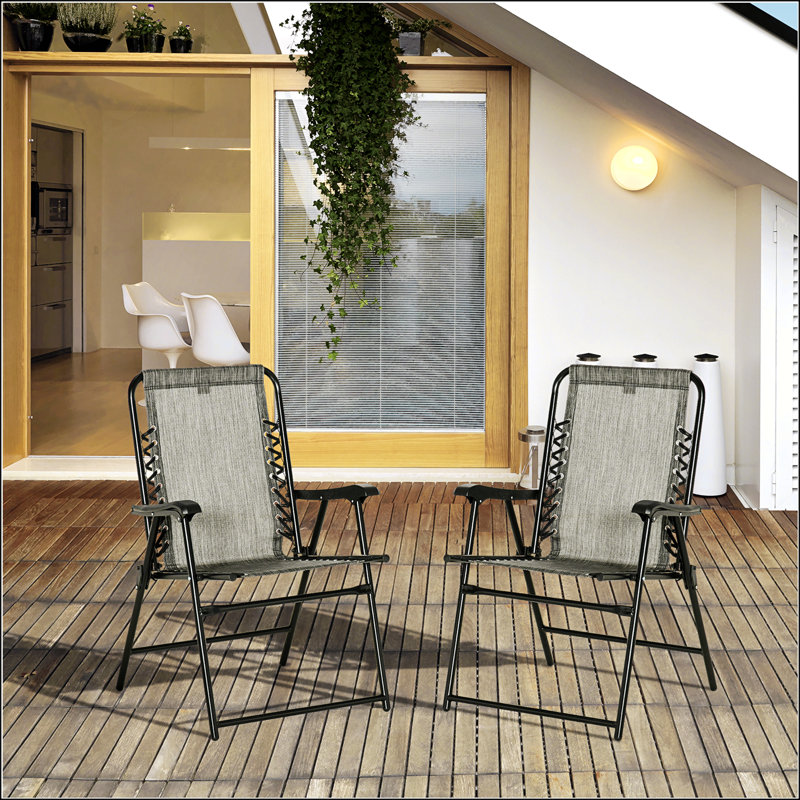 Set Of 2 Patio Folding Chairs, Grey