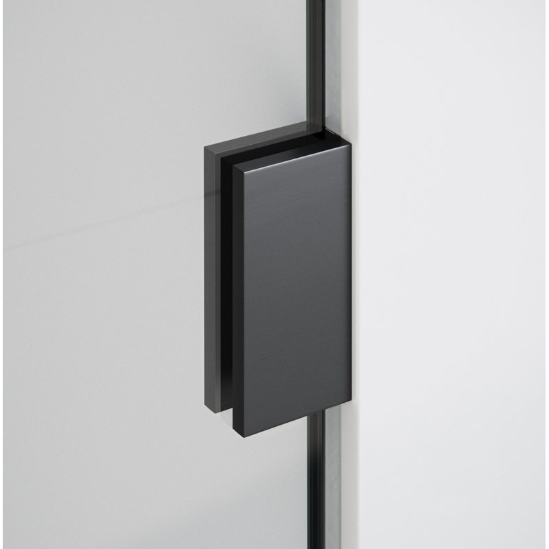 Venus 32 in. x 86.75 in. Fully Frameless Arched Single Fixed Shower Panel, Matte Black
