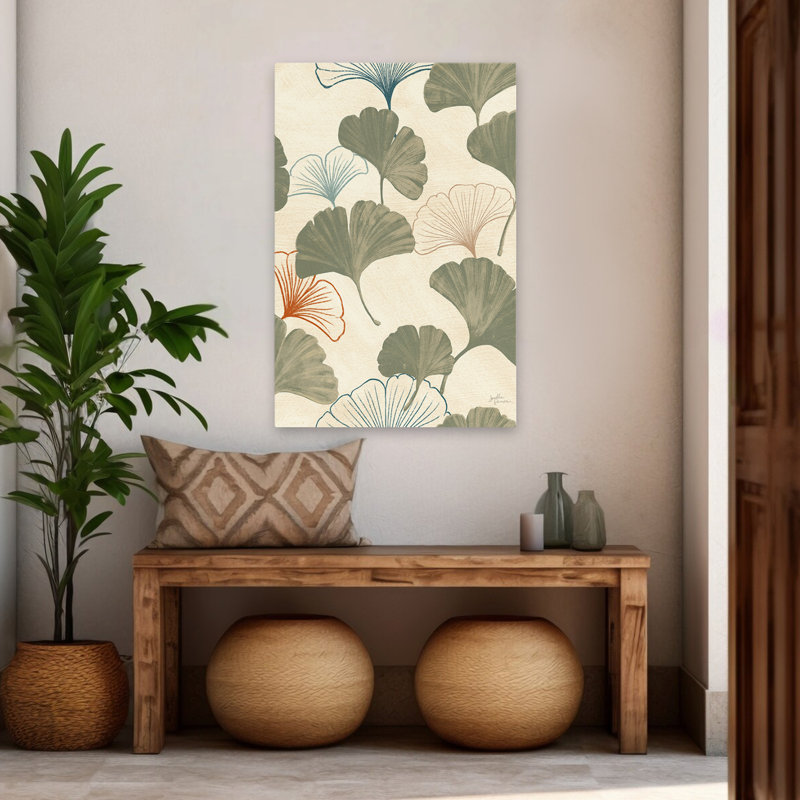 Étude à oreilles, modèle IXA - Gingko botanique, feuilles, feuilles, art, H 48 po x l 32 po