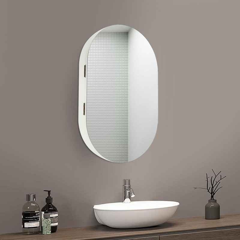 Miroir de rangement mural Bryton, Blanc