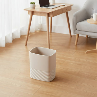 Beige Sandstone 2-Gallon Bathroom Trash Can, Sturdy And Durable, Versatile For Both Decoration And Storage.