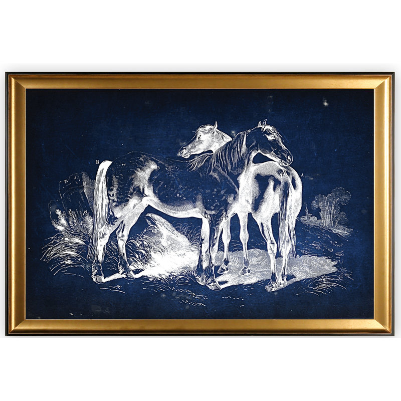 « équin plate v », impression, Cadre doré, H 27 po x l 39 po x P 2 po, Pas de tapis