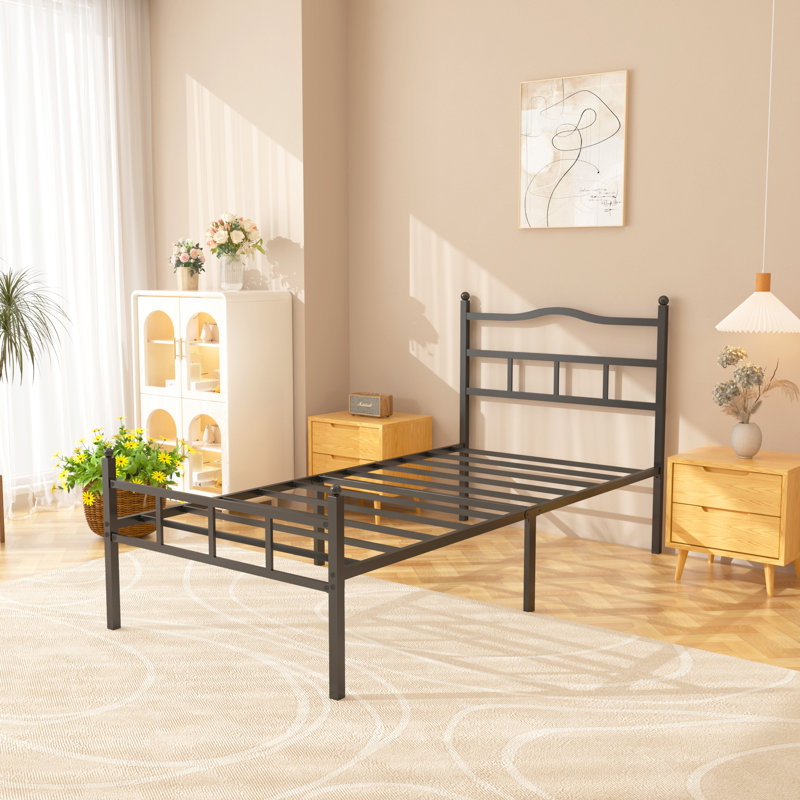 Metal Bed Frame With Headboard Twin Sized, Twin