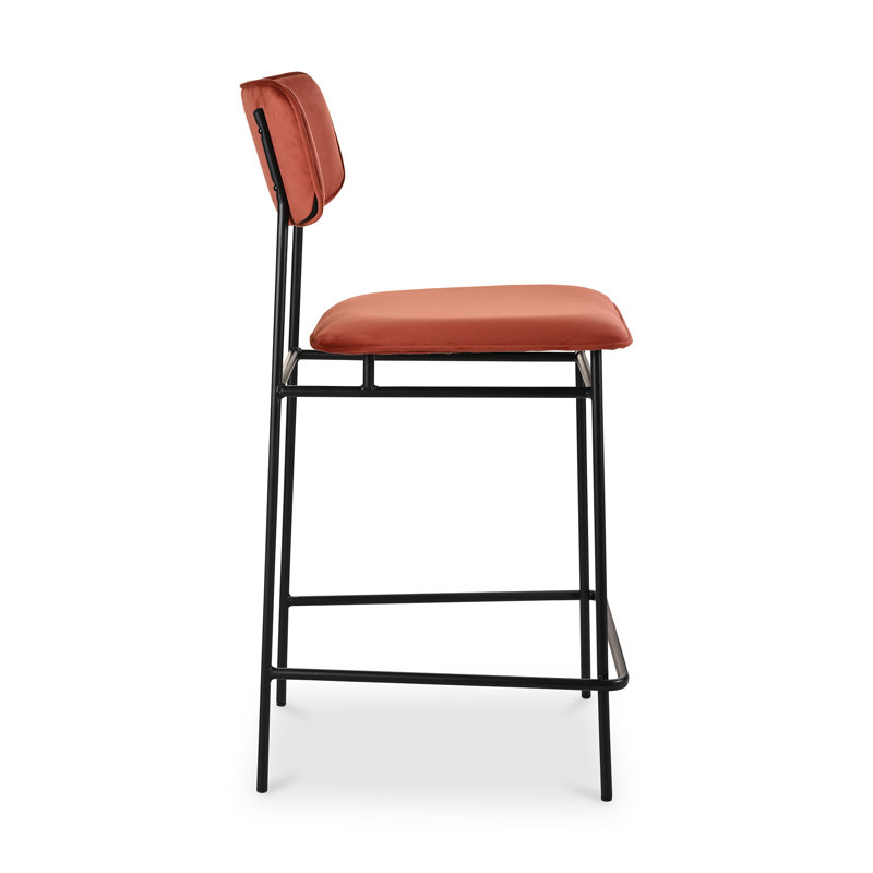 SAILOR BARSTOOL BROWN, Counter Stool (26” Seat Height), Red Velvet