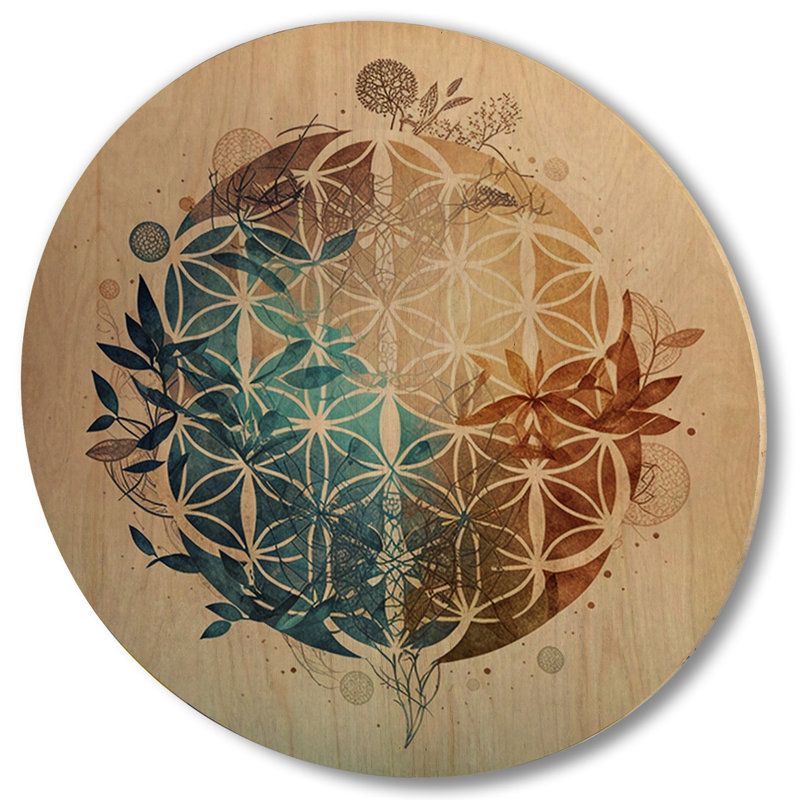 Ancien sacré rétro Designs VII - Art mural géométrique moderne en bois - Bois de pin naturel, H 29 po x l 29 po x P 1 po