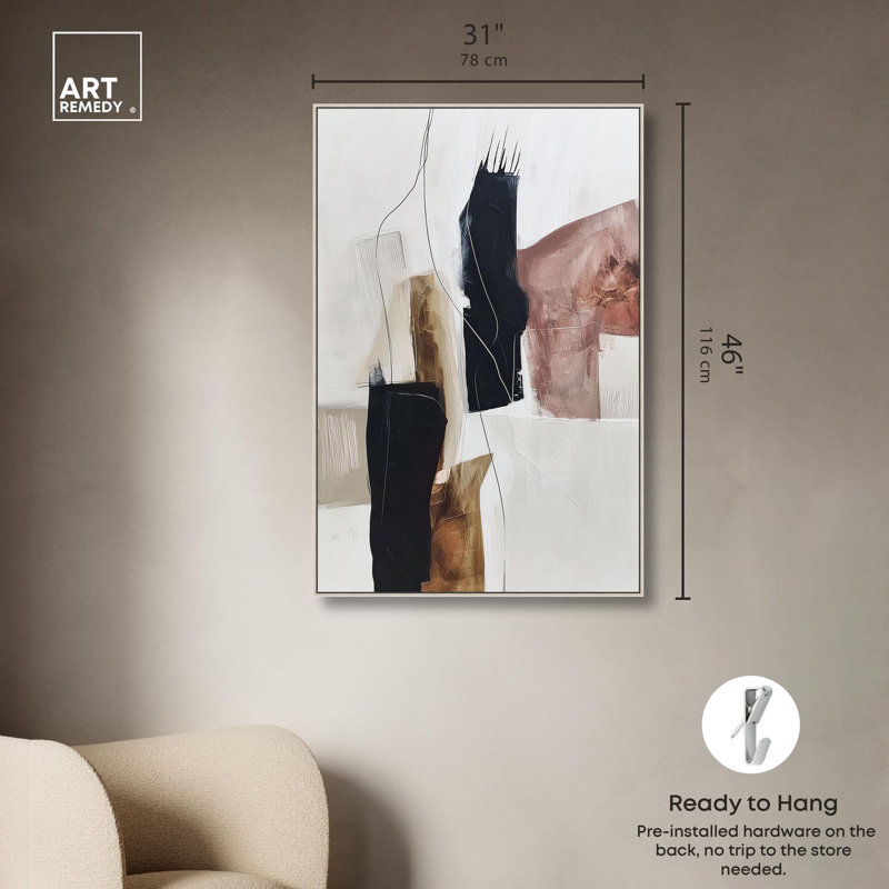 «Smooth Brush I Boho Decor» par Art Remedy, H 45 po x l 30 po, Cadre argenté