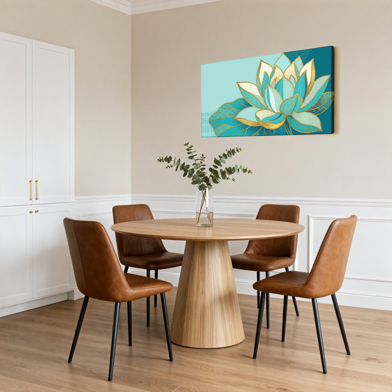Tableau sur toile tendue représentant une fleur de lotus avec des accents dorés (lot de 1), 4020
