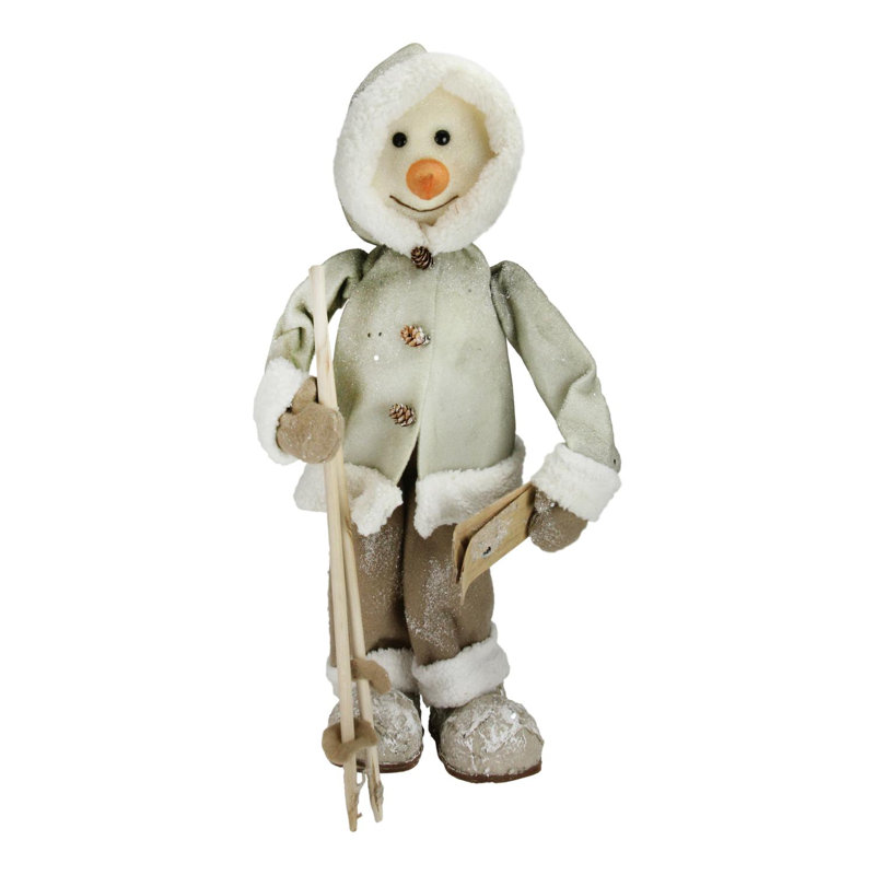 Décoration de Noël bonhomme de neige blanche et brune 21,5 po