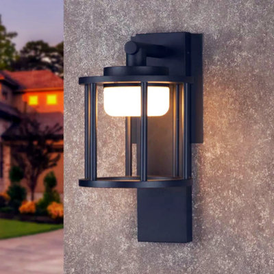 Wall Lamp With Replaceable LED Bulb, Modern Waterproof Wall Lamp For Porch, Gray