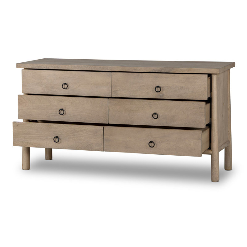 Freddie 6 Drawer Dresser-Brown, Caramel Mango