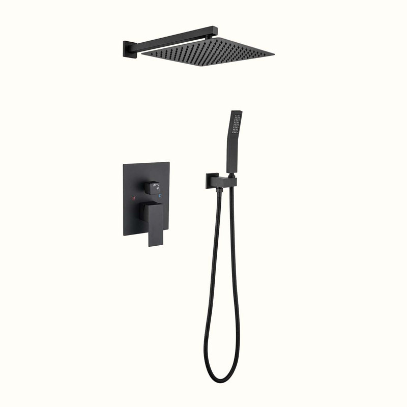 Système de douche complet avec valve brute, Noir mat