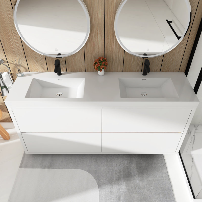 Meuble-lavabo autoportant 72 po avec lavabo 72 po, Blanc