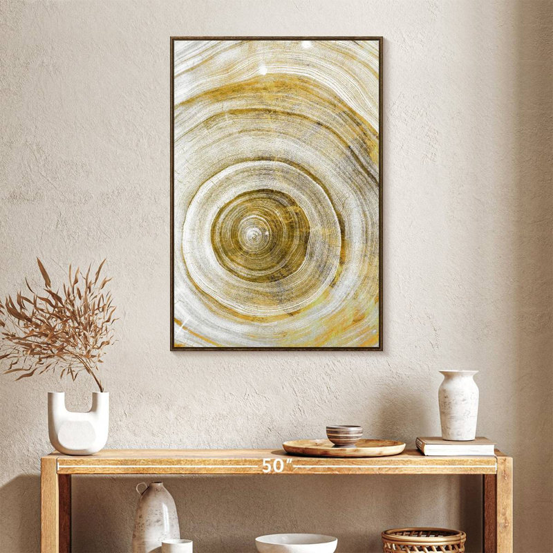 Anneaux d'arbre Molinari géométrique, 25" x 37", Floating Frame Walnut