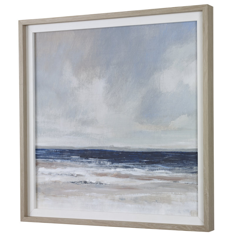 Coastal Scene Framed Print with Pine Wood Frame