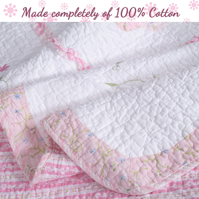 Modern & Contemporary Floral Quilt, Queen Quilt + 2 Shams