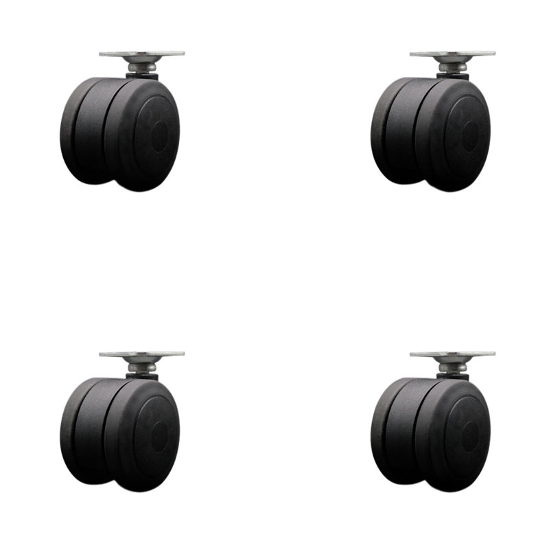 Ensemble de 4 assiettes à roulettes 3 pouces, Noir