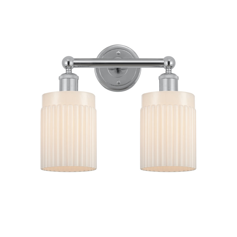 Kamena 13.5" W 2-Light Dimmable Vanity Light, Matte White, Polished Chrome