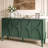 59" Storage Sideboard Cabinet, Mid-Century Modern Buffet with Adjustable Shelves and Solid Wood Legs for Dining Room or Living Room ，Green-1917009631