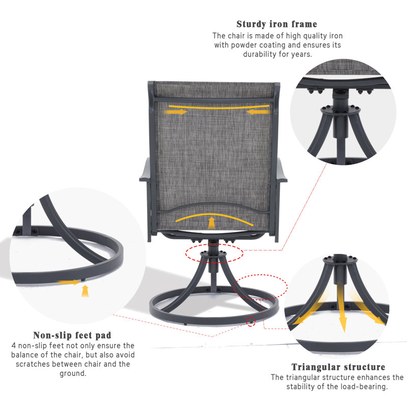 Deval 6 - Person Patio Dining Set with Round Table, Dark Gray/Gray