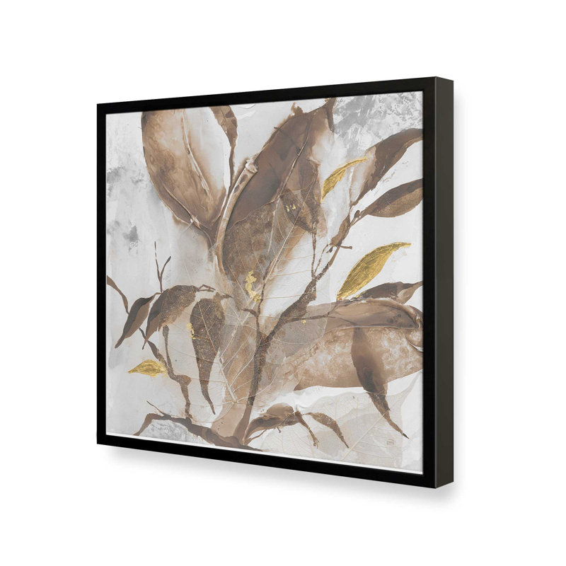«Gilded Leaf Collage V2 I» par Chris Paschke, reproduction d'art, Noir, H 12 po x l 12 po