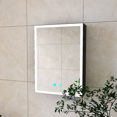 Armoire à pharmacie DEL pour la salle de bain avec lumière blanche une couleur, anti-buée, armoire en aluminium facile à installer.