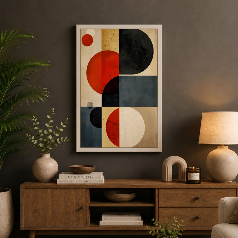 Balance Geometric - Wrapped Canvas, 24x16 - 61.0 x 40.6 cm, Ochre Border