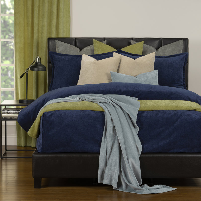 Mixology Velvet Bed Cap Comforter Set with Sewn Corners, Aubergine, King