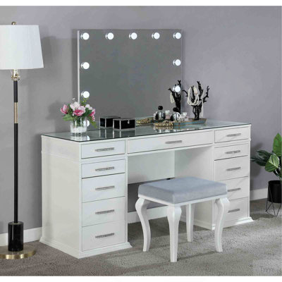 Ensemble de meuble-lavabo 1Pc avec tabourets rembourrés Glam Style 8Mm