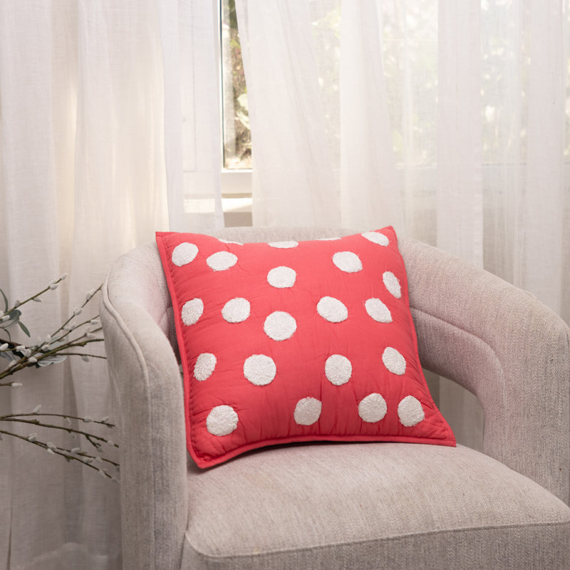 Iman Polka Dots Cotton Throw Pillow, Hot Pink