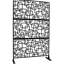 Paravent autoportant 193 cm H 122 cm L - Décoratif pour terrasse, patio, balcon, intérieur et extérieur - Métal noir, pelouse