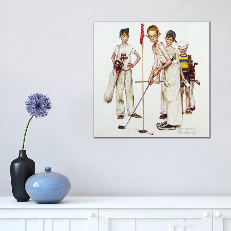 Missed (Four Sporting Boys: Golf) by Norman Rockwell - 1 Piece Wrapped Canvas Wall Art, 45.72 cm H x 45.72 cm W x 3.175 cm D