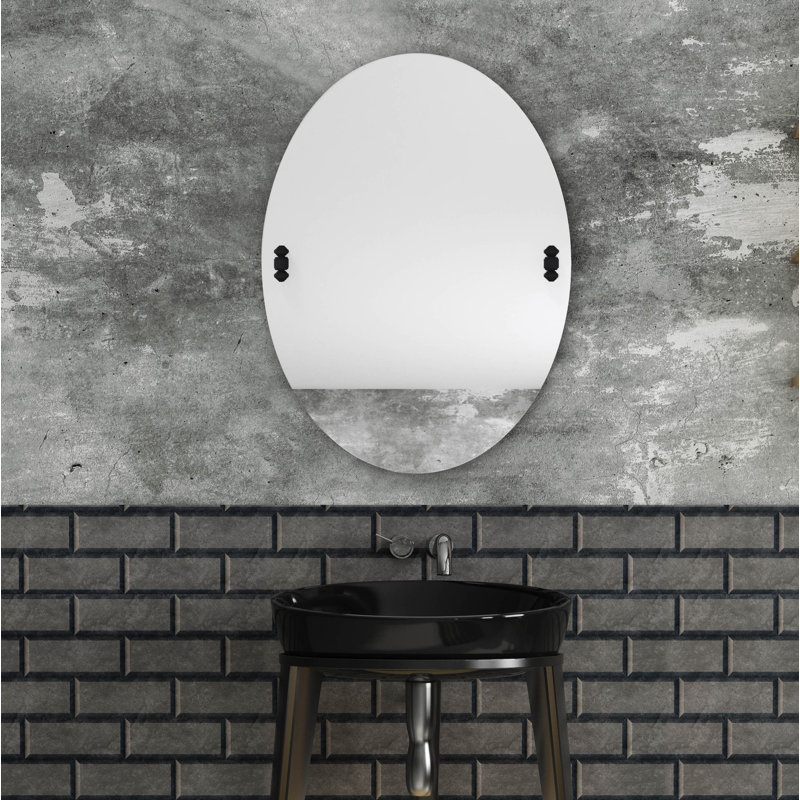 Gober Metal Wall Mirror, Matte Black, 29 H x21 W x 2.5 D