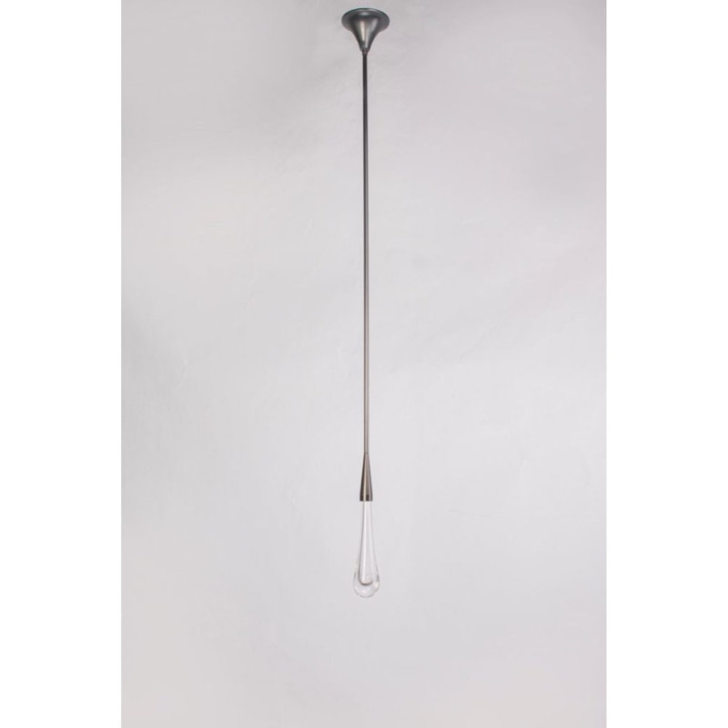 Lustre suspendu Canaseraga, Nickel noir, H 72 po x l 3 po x P 6 po, Transparent