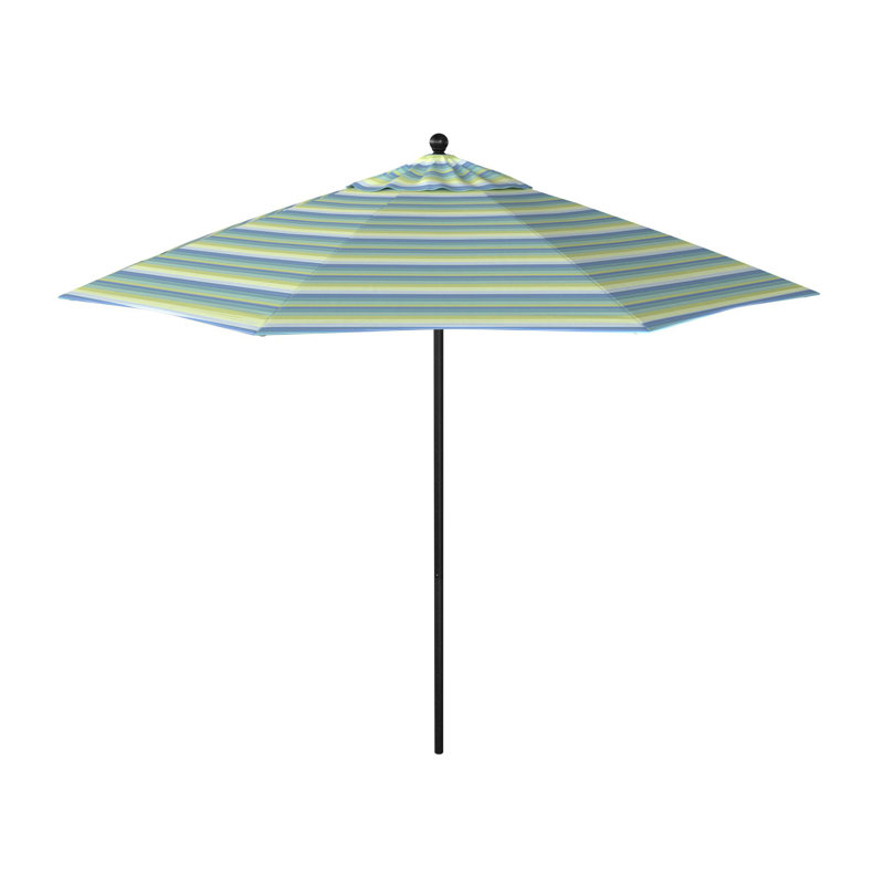 Parasol de marché octogonal 9 pi Willa, Sunbrella® bord de mer Séville rayé